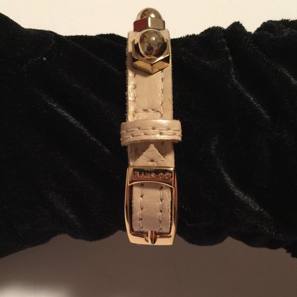 CC SKYE GOLD PLATED BOLT WRAPPED LEATHER BRACELET - Picture 3 of 4